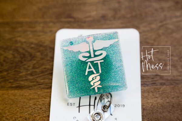 Athletic Trainer Badge Reel, Funny Badge Reel, RN ID Holder, Retractable Acrylic Badge Reel, AT Gift, Night Shift, Office Badge Reel