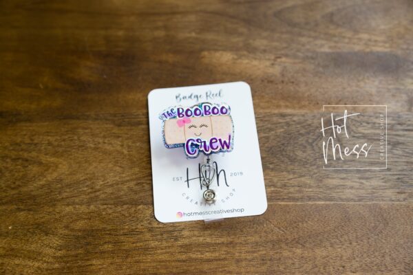 il_fullxfull.3763539344_li3w Boo Boo Crew Glitter Badge Reel, Nurse ID Holder, School Nurse Pin