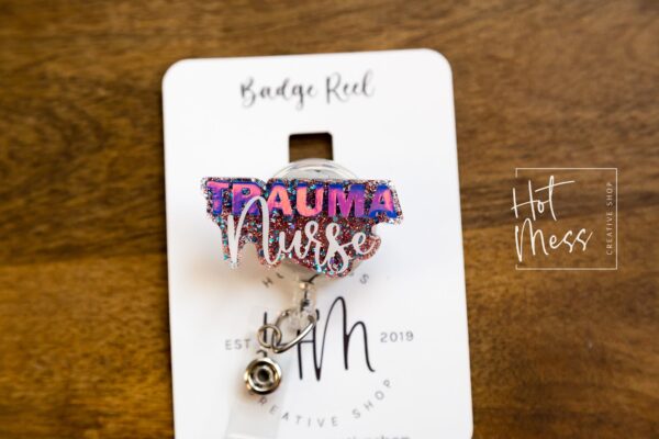 il_fullxfull.3764506739_aal2 Trauma Nurse Badge Reel, RN ID Holder, Retractable Acrylic Badge Reel, Nurse Gift, Night Shift, ER Nurse