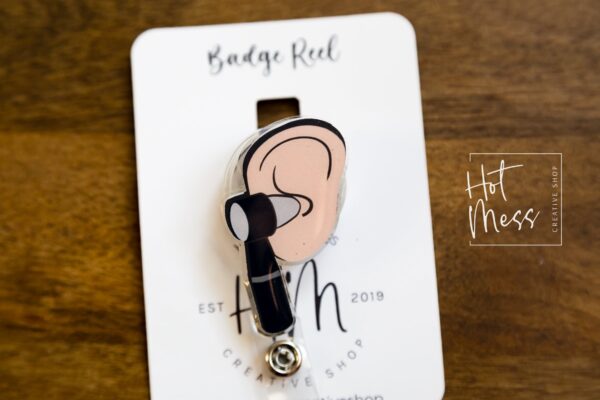 il_fullxfull.3764512435_owql ENT Badge Reel, Otoscope Badge Holder, Audiologist id Holder, Retractable Acrylic Badge Reel, Doctors Office gift