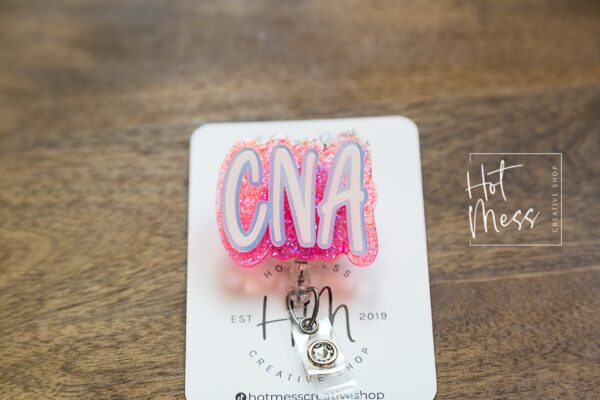 Pink CNA badge reel, Certified Nursing Assistant Retractable ID, CNA Gift, Medical Badge reel