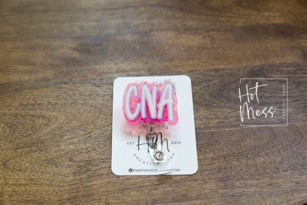 Pink CNA badge reel, Certified Nursing Assistant Retractable ID, CNA Gift, Medical Badge reel