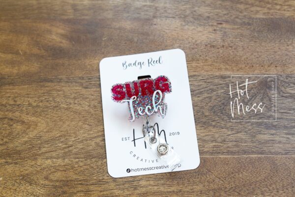 Surg Tech Badge Reel, surgical tech ID Holder, operating room, Retractable Badge Reel, Interchangeable Badge Holder, surgical tech gift