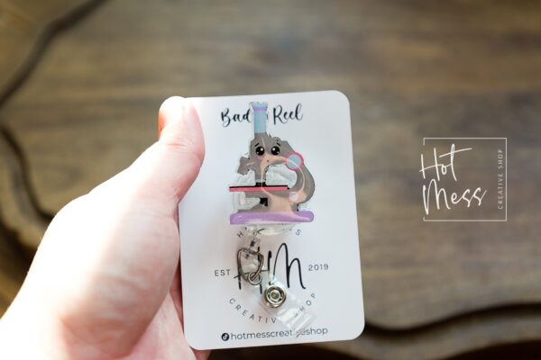 il_fullxfull.3781456646_hk3r Microscope Badge Reel, Lab Tech Gift, Biology Equipment, science badge reel, Retractable Badge Reel, Interchangeable Badge Holder