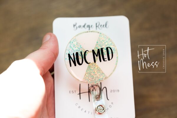 NUC Med Badge Reel, Nuclear Medicine ID Holder, nuc med tech, Interchangeable Badge Reel