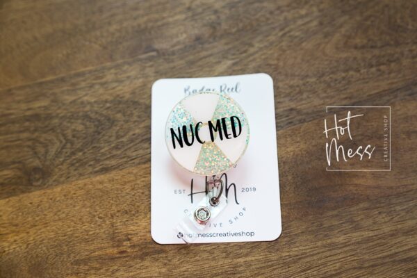 NUC Med Badge Reel, Nuclear Medicine ID Holder, nuc med tech, Interchangeable Badge Reel