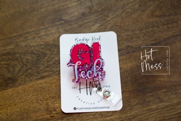 il_fullxfull.3786817638_l9ui GI Tech Badge Reel, GI Nurse ID Holder, gastroenterology, gastro technician, gi appreciation gift