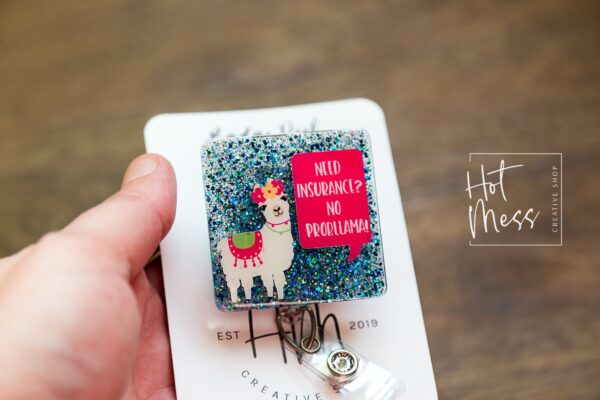 No Problem Llama Badge Reel, Insurance badge reel, Insurance Badge Holder, funny badge reel