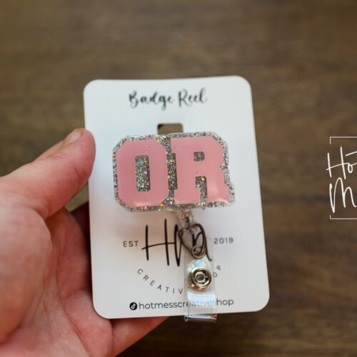 OR Nurse Badge Reel, Operating Room Badge Reel, Scrub Tech  ID Holder, Interchangeable, Glitter Badge Reel