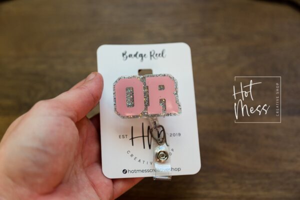 OR Nurse Badge Reel, Operating Room Badge Reel, Scrub Tech  ID Holder, Interchangeable, Glitter Badge Reel