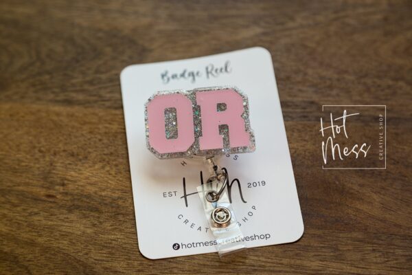 OR Nurse Badge Reel, Operating Room Badge Reel, Scrub Tech  ID Holder, Interchangeable, Glitter Badge Reel