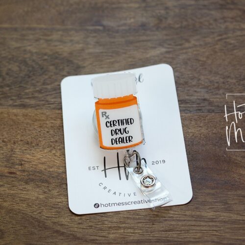Certified Drug Dealer Badge Reel, Funny badge reel, Pharmacy Tech ID holder, Pharmacy Badge Reel, Pharmacist Badge