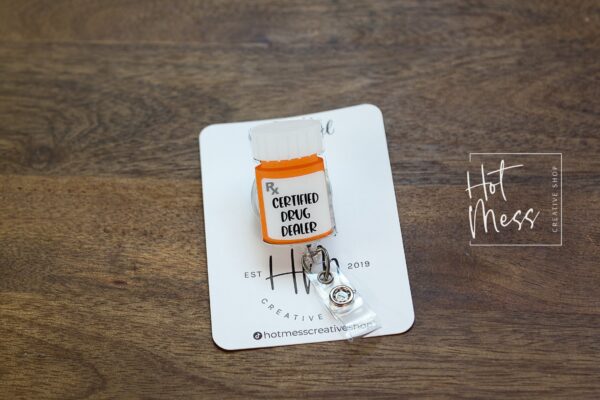 Certified Drug Dealer Badge Reel, Funny badge reel, Pharmacy Tech ID holder, Pharmacy Badge Reel, Pharmacist Badge