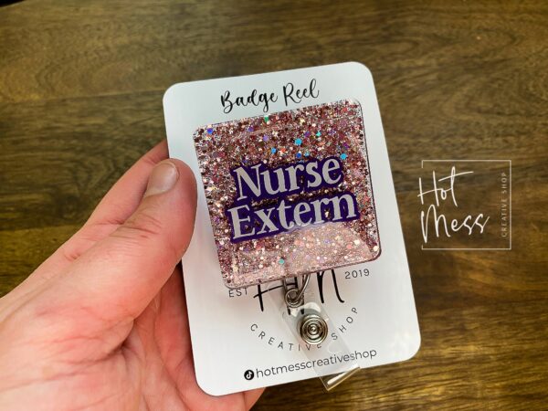 il_fullxfull.3800532574_jp9o Nurse Extern Badge Reel, Extern Nurse pin, Nurse in training Badge ID