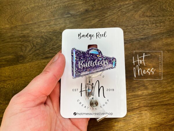 Cheer Leading Badge Reel, Cheer Leading Coach Badge Reel, Megaphone Badge ID, Stocking Stuffer