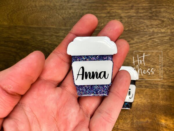 il_fullxfull.3800560406_hc42 Barista Badge Reel, barista gift, Barista ID Holder, Interchangeable, Glitter Badge Reel