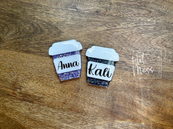 il_fullxfull.3800560414_dmmk Barista Badge Reel, barista gift, Barista ID Holder, Interchangeable, Glitter Badge Reel