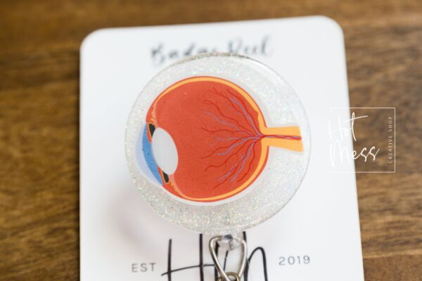 Anatomical Eye Badge Reel, Ophthalmology, Optometrist, Doctor Office, Nurse Medical ID Holder, Retractable Badge Reel
