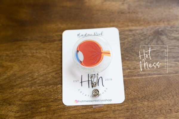 Anatomical Eye Badge Reel, Ophthalmology, Optometrist, Doctor Office, Nurse Medical ID Holder, Retractable Badge Reel