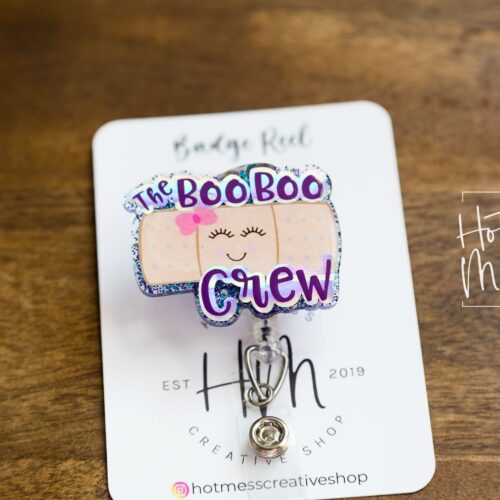 il_fullxfull.3811146253_t3vz Boo Boo Crew Glitter Badge Reel, Nurse ID Holder, School Nurse Pin