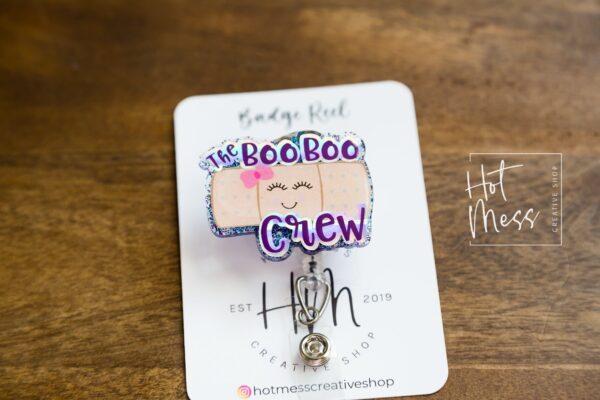 il_fullxfull.3811146253_t3vz Boo Boo Crew Glitter Badge Reel, Nurse ID Holder, School Nurse Pin