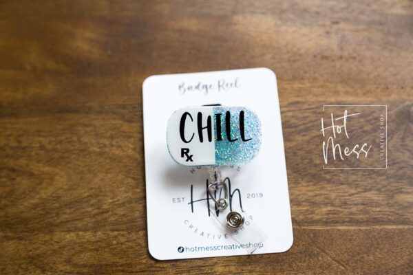 Chill Pill Funny Nurse Badge Reel, Nurse Badge Reel, Retractable Badge