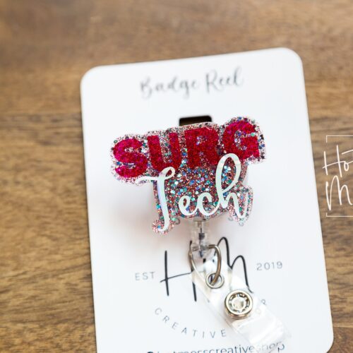 Surg Tech Badge Reel, surgical tech ID Holder, operating room, Retractable Badge Reel, Interchangeable Badge Holder, surgical tech gift