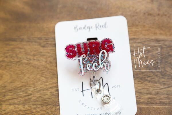 Surg Tech Badge Reel, surgical tech ID Holder, operating room, Retractable Badge Reel, Interchangeable Badge Holder, surgical tech gift