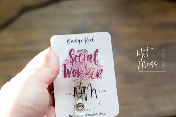 Social Worker Badge Reel, Retractable Badge Reel, Interchangeable Badge Holder, social worker gift