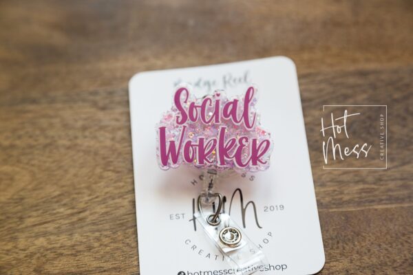 Social Worker Badge Reel, Retractable Badge Reel, Interchangeable Badge Holder, social worker gift