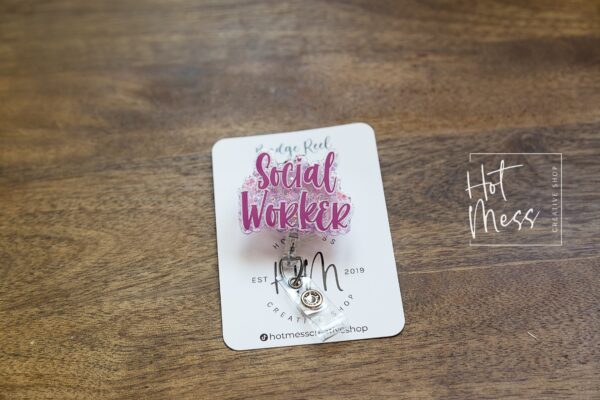 Social Worker Badge Reel, Retractable Badge Reel, Interchangeable Badge Holder, social worker gift
