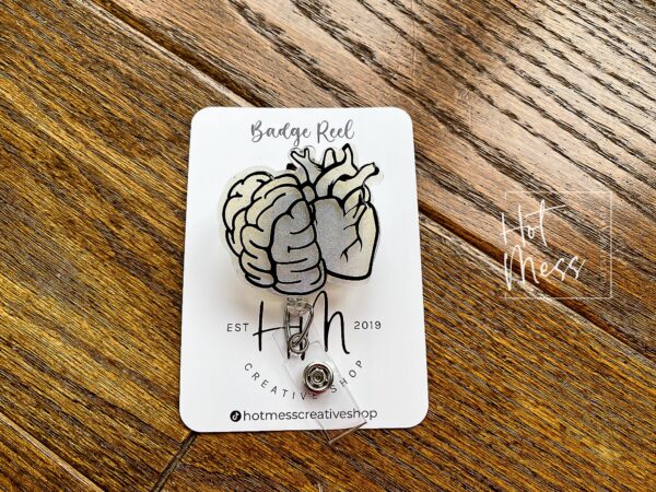 il_fullxfull.3833446604_tg0l Heart Brain Badge Reel, Internal Medicine Badge Reel, Nurse Badge Reel, Retractable ID Holder, Interchangeable, Glitter Badge Reel