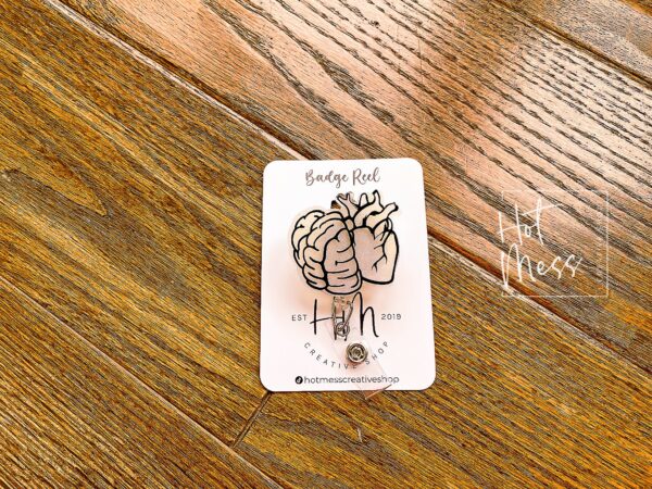 il_fullxfull.3833446618_p4k4 Heart Brain Badge Reel, Internal Medicine Badge Reel, Nurse Badge Reel, Retractable ID Holder, Interchangeable, Glitter Badge Reel