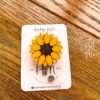 Yellow Sunflower Badge Reel,  Retractable Badge Reel, Interchangeable Badge Reel, Summer ID Holder