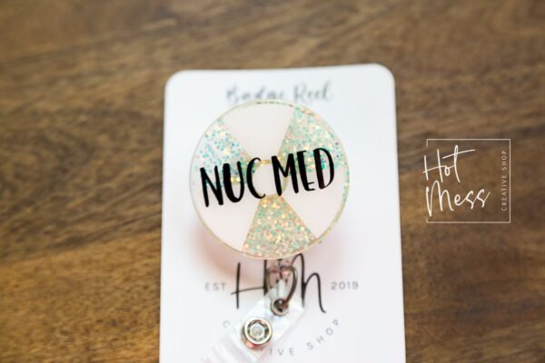 NUC Med Badge Reel, Nuclear Medicine ID Holder, nuc med tech, Interchangeable Badge Reel