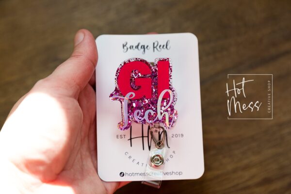 il_fullxfull.3834415575_9muz GI Tech Badge Reel, GI Nurse ID Holder, gastroenterology, gastro technician, gi appreciation gift