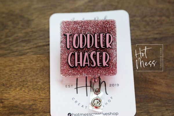 il_fullxfull.3834419793_abks Toddler Chaser Badge Reel, Daycare Pin, Interchangeable Badge Reel, Daycare Teacher