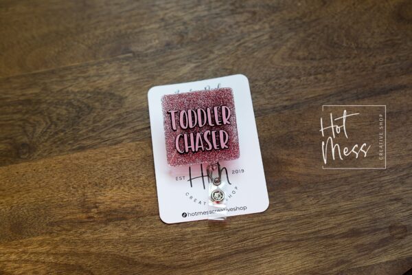 il_fullxfull.3834419805_bfwj Toddler Chaser Badge Reel, Daycare Pin, Interchangeable Badge Reel, Daycare Teacher