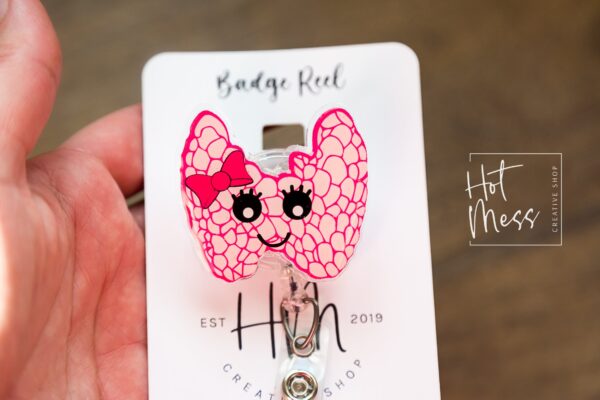 Thyroid Badge Reel, Endocrinologist pin, thyroid awareness Nurse ID Holder, Retractable badge