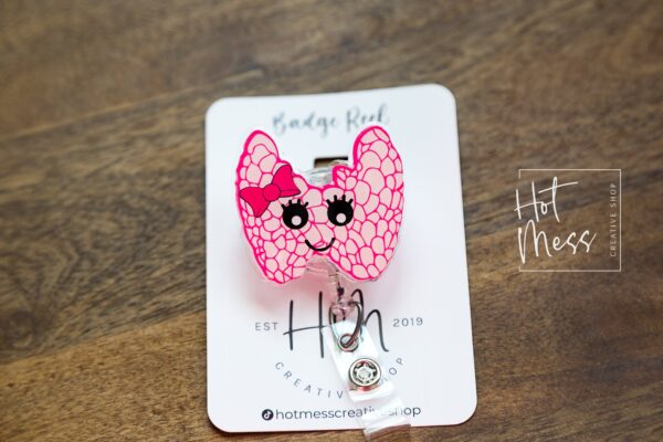 Thyroid Badge Reel, Endocrinologist pin, thyroid awareness Nurse ID Holder, Retractable badge