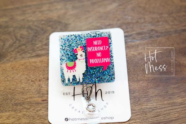 No Problem Llama Badge Reel, Insurance badge reel, Insurance Badge Holder, funny badge reel