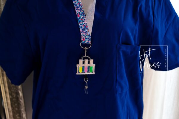 Test Tube Badge Reel, Lab Tech Gift, Biology Equipment, science badge reel, Retractable Badge Reel, Interchangeable Badge Holder