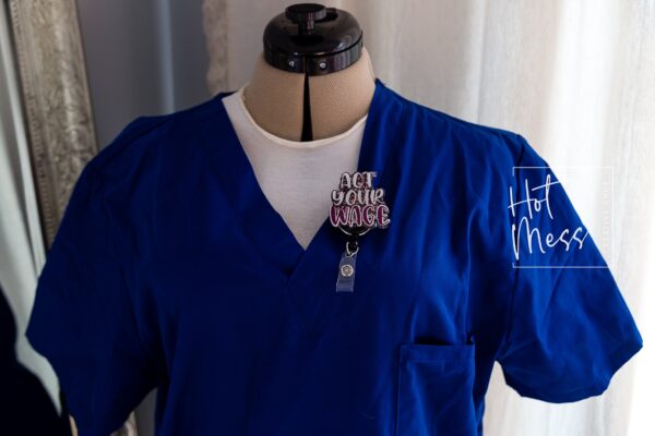 il_fullxfull.3840461615_9f1o Act your Wage Funny Badge Reel, Funny Badge Holder, HR Badge Reel, office humor