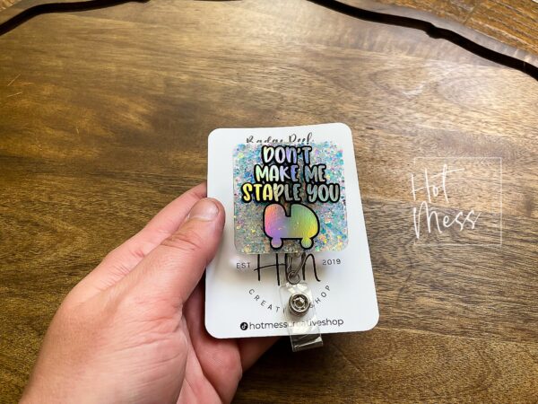 Roller Coaster Badge Reel, Don't make me staple you Badge Reel, Amusement Park Badge Reel, Theme park Badge Reel