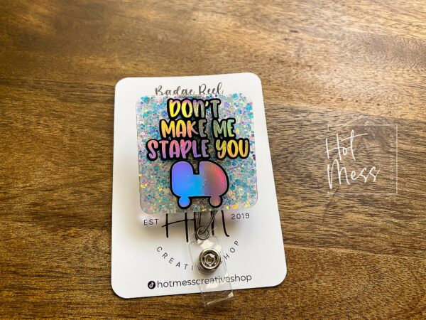 Roller Coaster Badge Reel, Don't make me staple you Badge Reel, Amusement Park Badge Reel, Theme park Badge Reel
