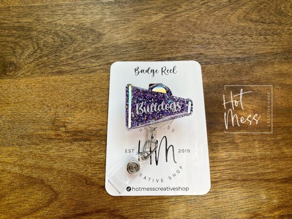 Cheer Leading Badge Reel, Cheer Leading Coach Badge Reel, Megaphone Badge ID, Stocking Stuffer