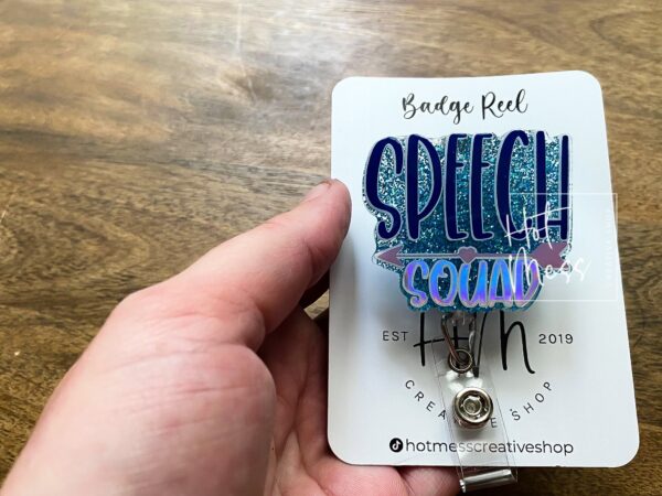 il_fullxfull.3854097984_qo4x Blue Speech Squad Badge Reel, Speech Language Pathologist Badge Holder, Speech Therapist