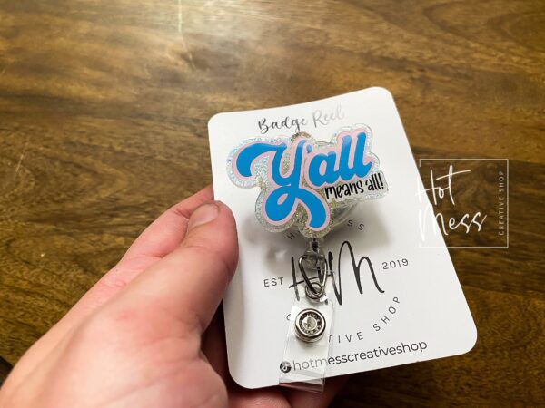 il_fullxfull.3854160412_6naa Y'all means all Funny Badge Reel, Gay Pride Badge Reel, LGBT Pride Retractable Badge Reel, ID Holder