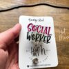 Social Worker Badge Reel, Retractable Badge Reel, Interchangeable Badge Holder, social worker gift, Purple glitter