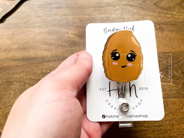 Chicken Nugget Badge Reel, Funny Badge Reel, Cute Badge Reel, Retractable ID Holder, Interchangeable Lanyard, Food Badge Reels